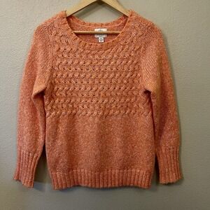 St. John's Bay Chunky Knit Sweater Peach Orange Cheery Dopamine‎ Size M / Petite